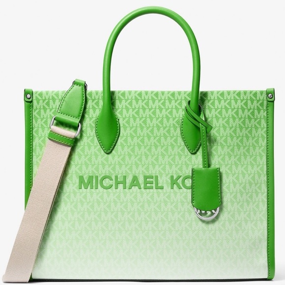 Michael Kors Mirella Small Ombré Signature Logo Crossbody Bag Jungle Green - Picture 1 of 9